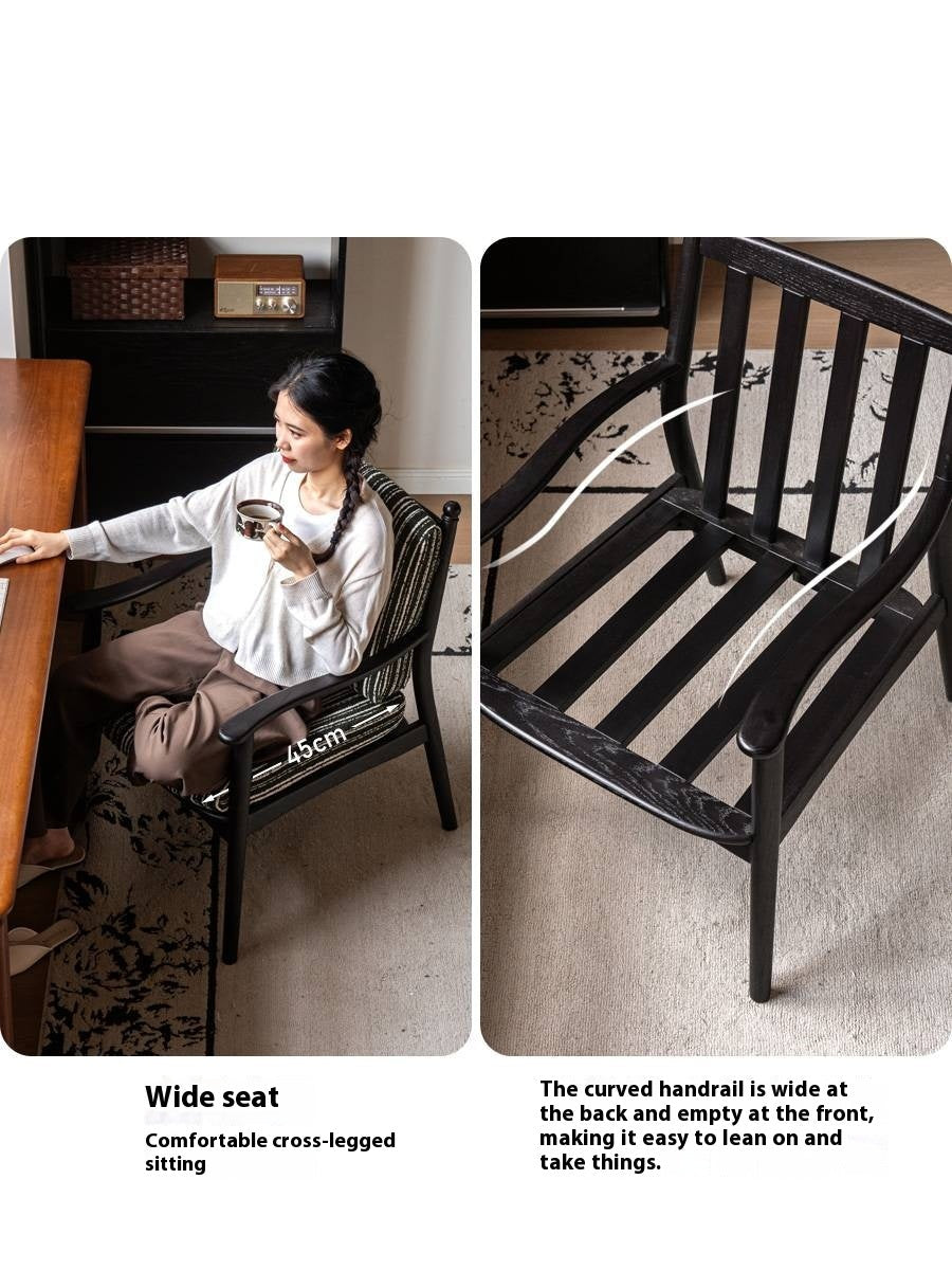 Ash Solid Wood French Retro Armchair