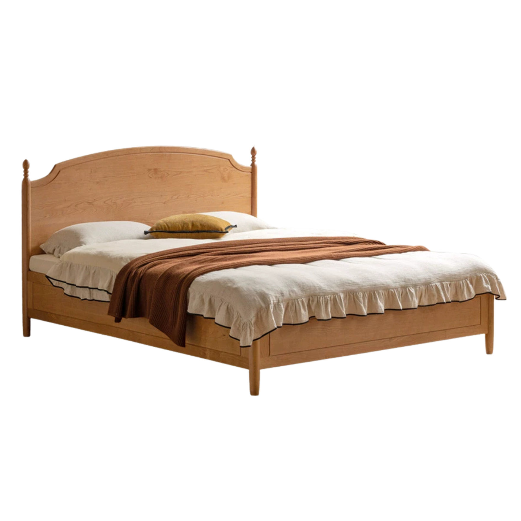 Cherry solid wood French retro storage bed