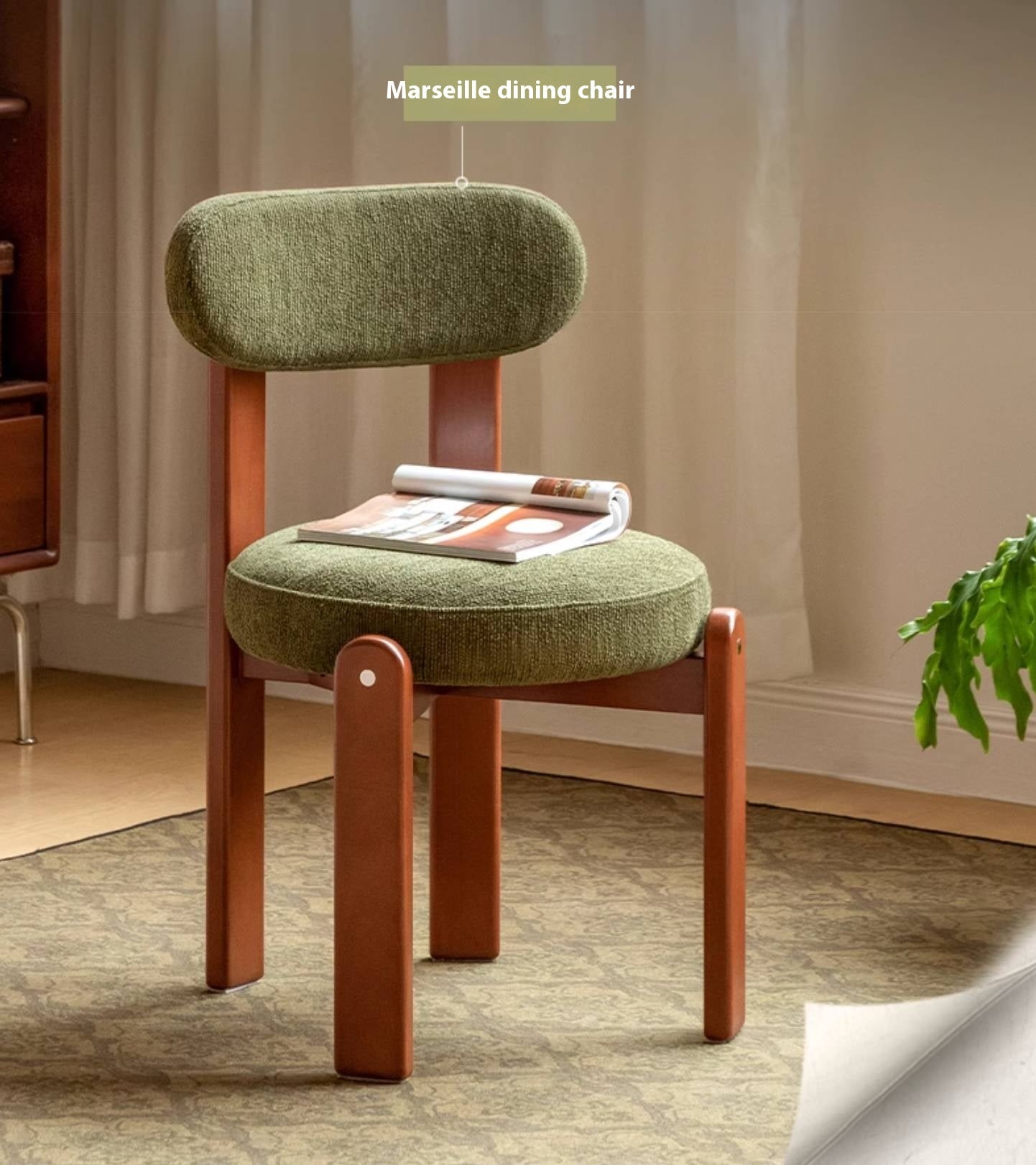 Black Walnut, Cherry, Beech, Solid Rubberwood Retro Style Dining Chair