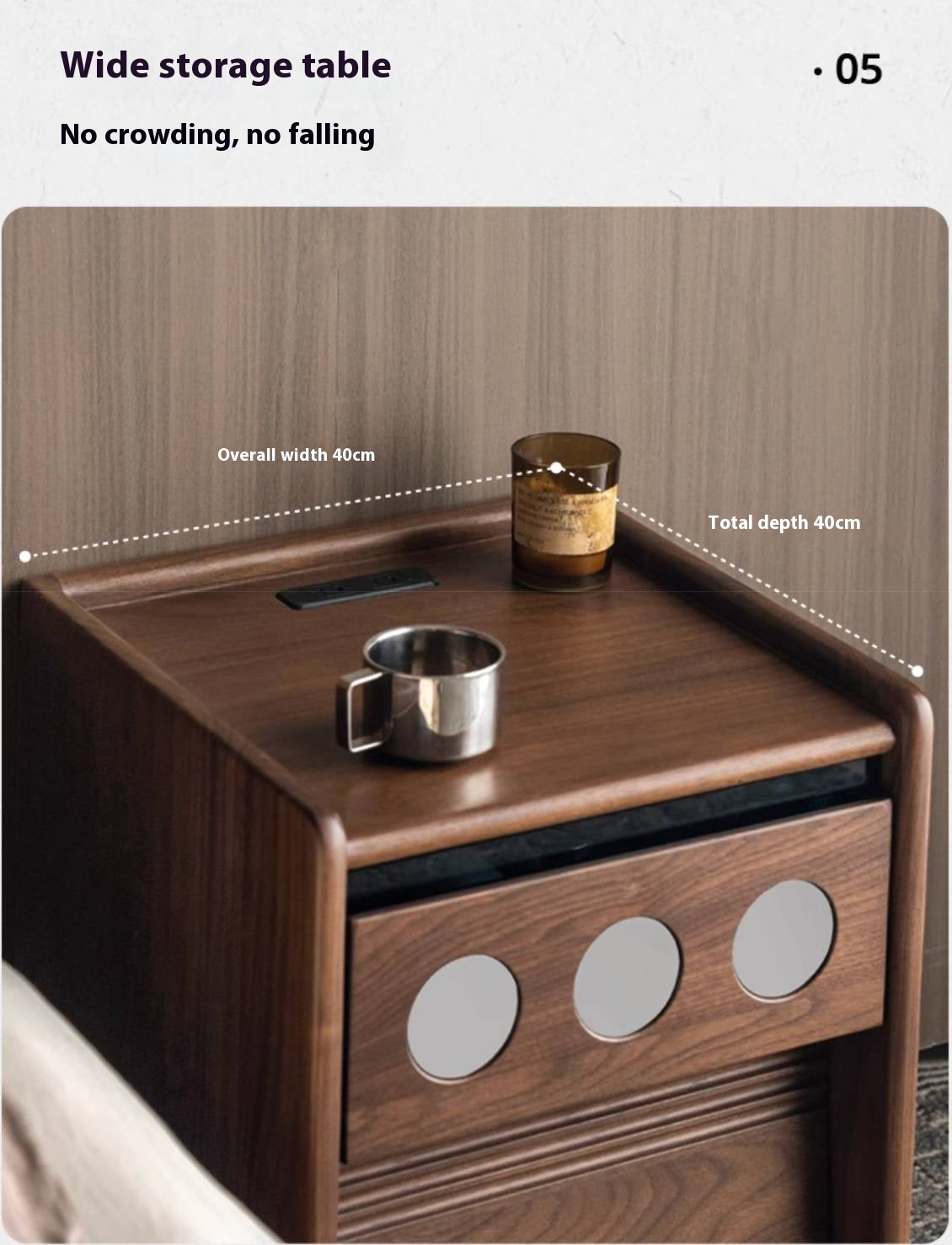 Black Walnut, Cherry, Ash, Poplar Solid Wood Nightstand