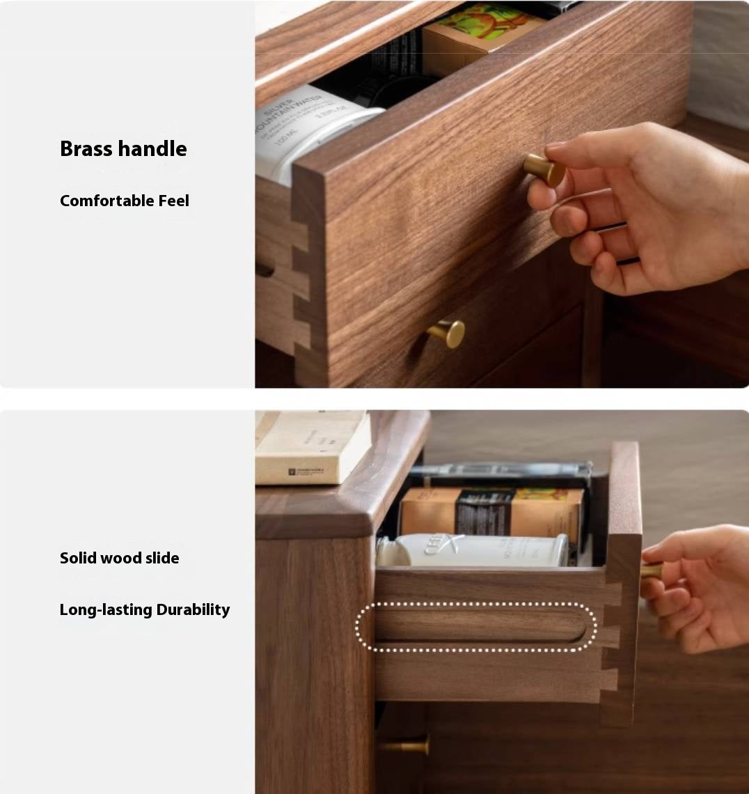 Black Walnut Solid Wood Nordic Style Nightstand