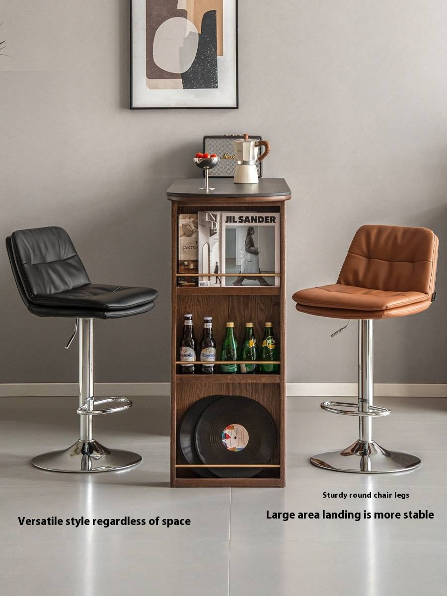 Leather High Backrest Rotating Bar Chair