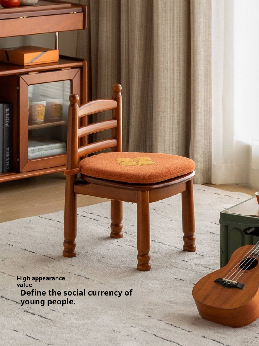 Beech Solid Wood Backrest Chair Medieval Style Soft Padded Chair