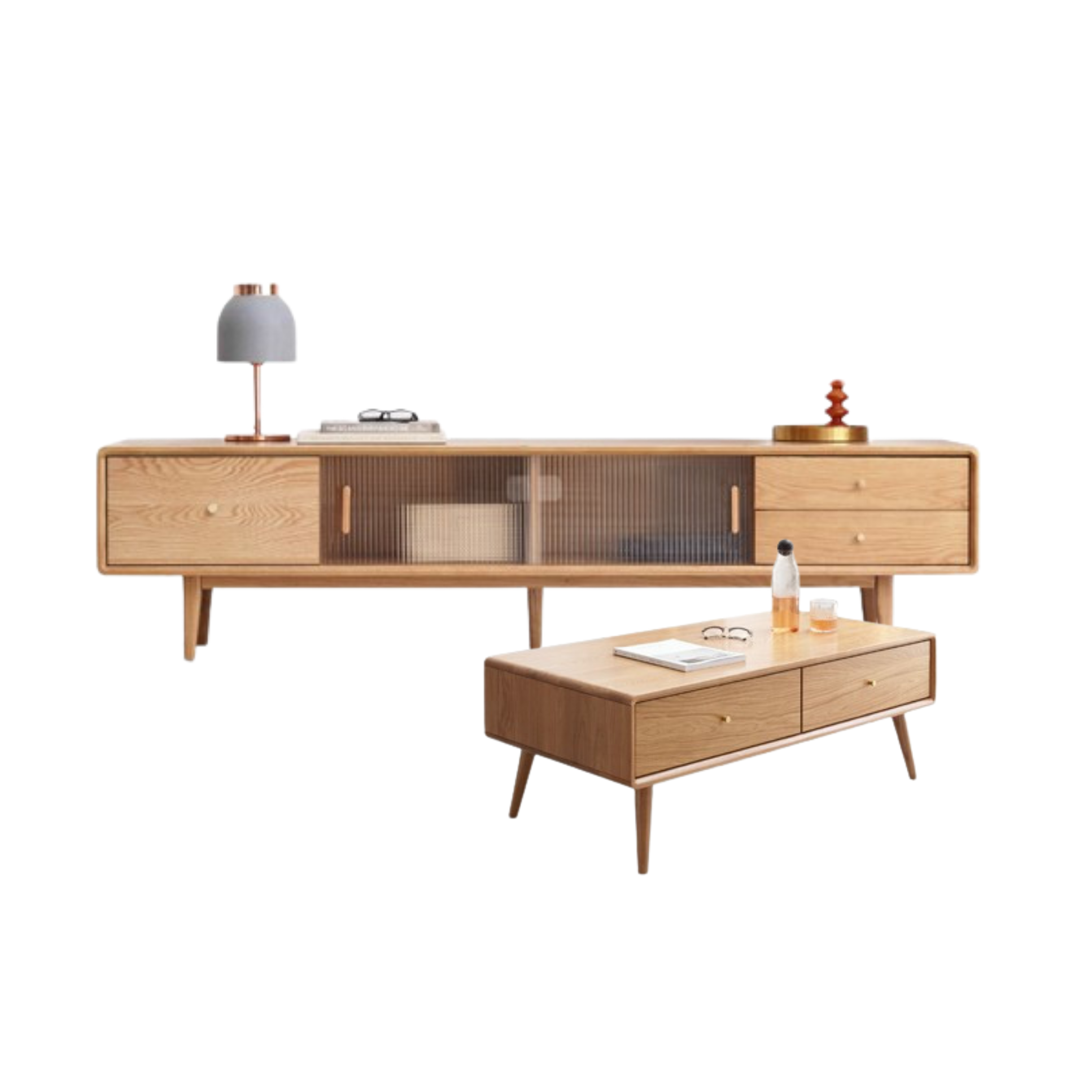 Oak Solid Wood Modern TV Cabinet