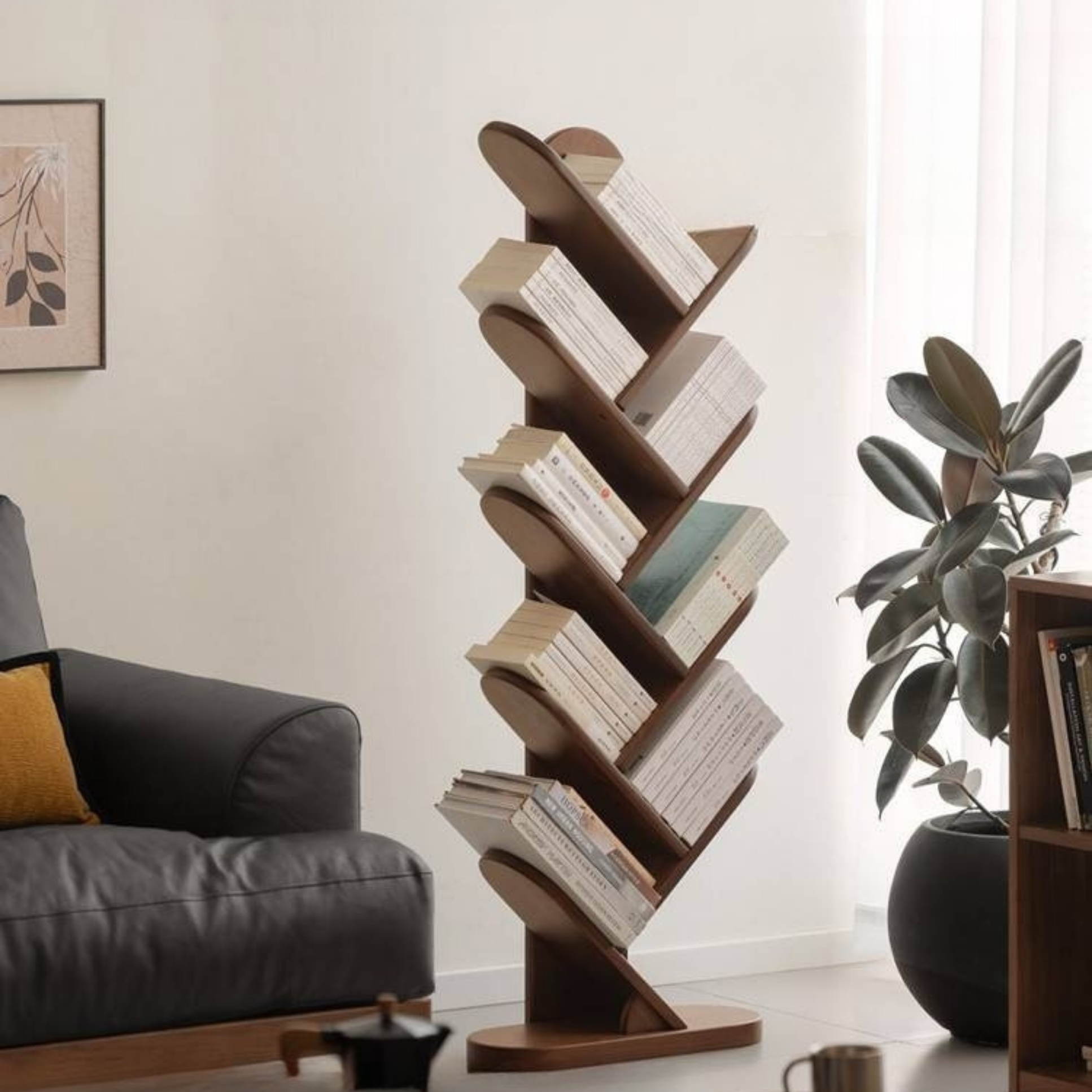 Black Walnut, South American Walnut Solid Wood Bookshelf Storage Rack