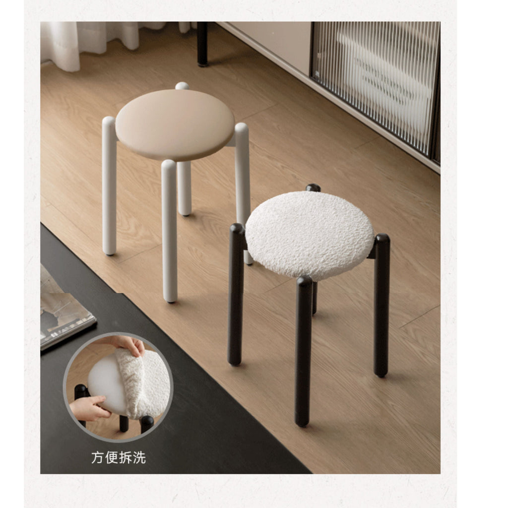 Solid Rubberwood Modern Stacking Stool