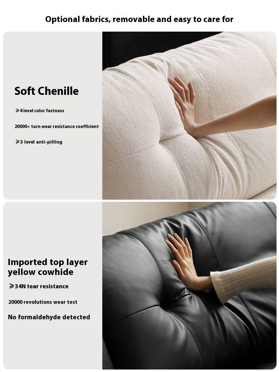 Ash Solid Wood Fabric, Leather Sofa