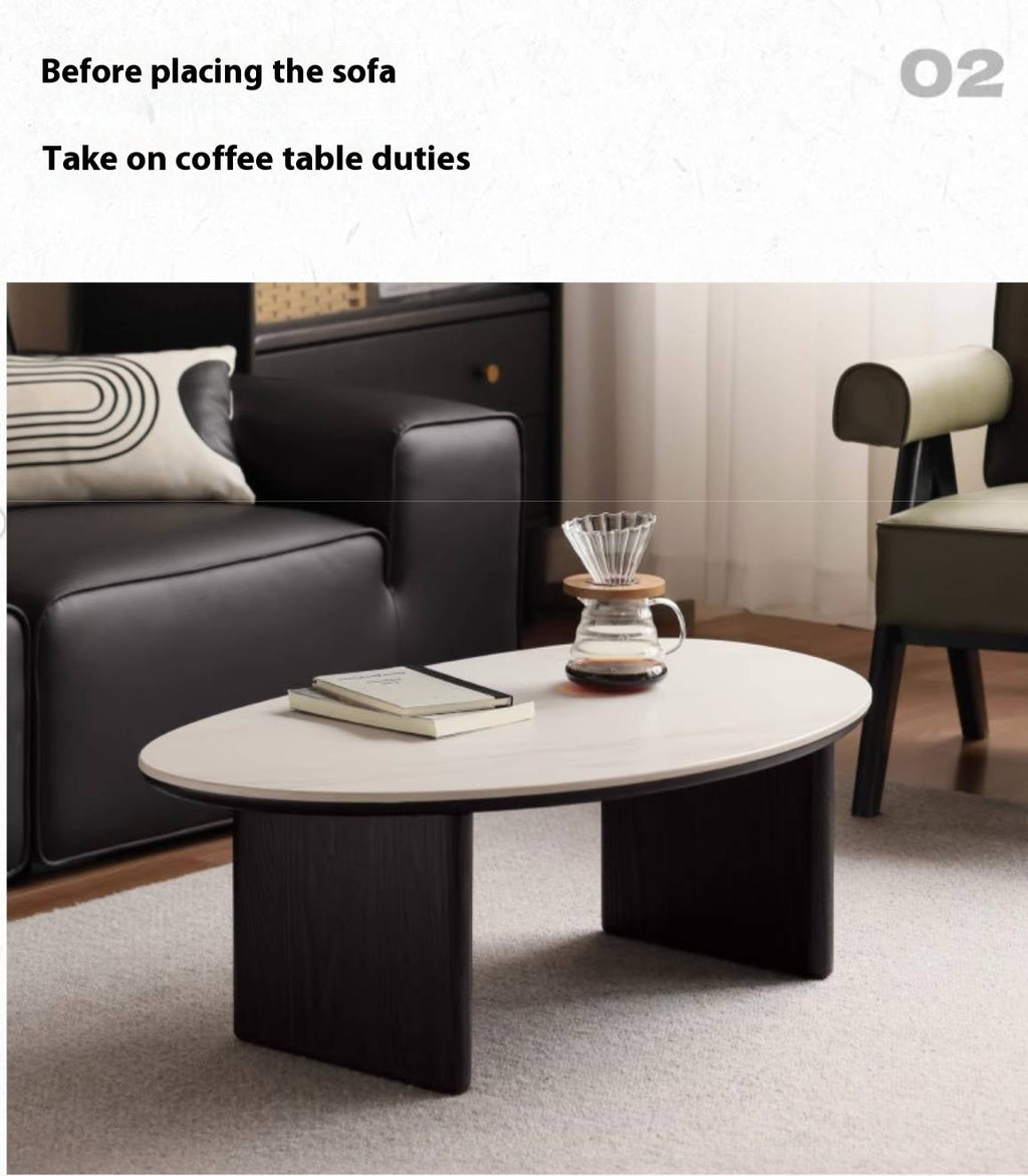 Oak Solid Wood Rock Slab Coffee Table Combination