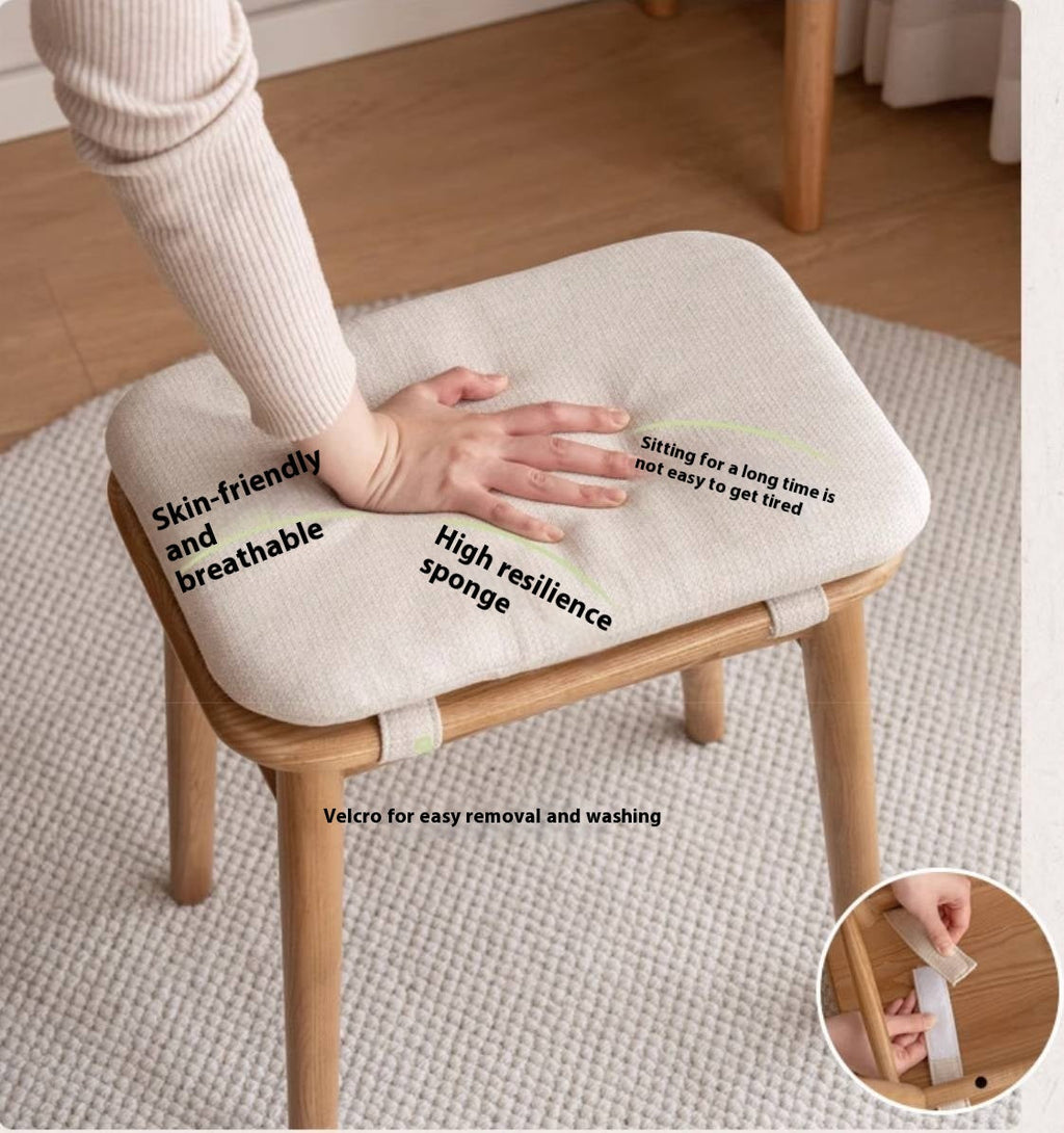 Ash Solid Wood Square Makeup Stool