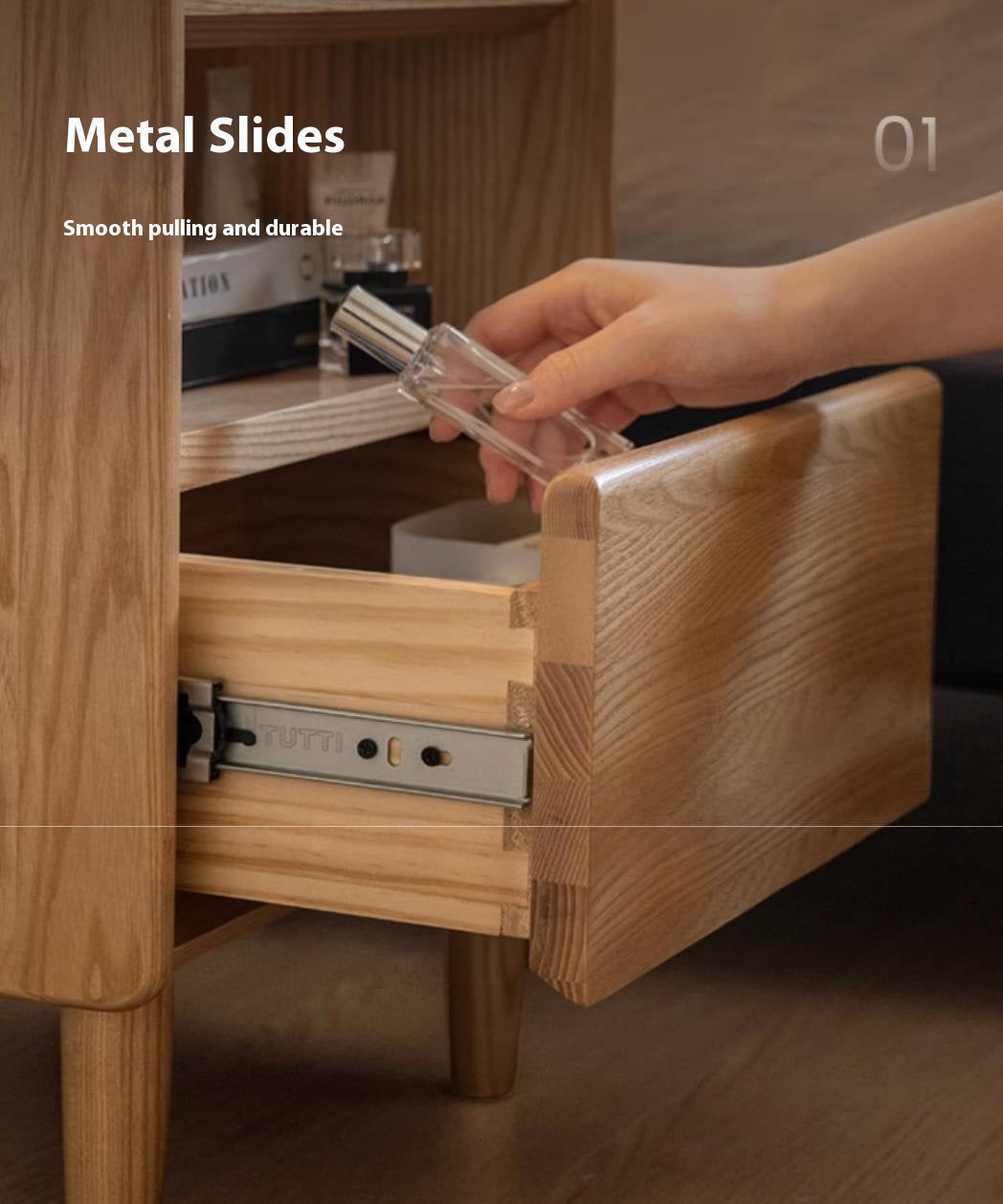 Ash, Cherry, Black walnut, Poplar, Solid Rubberwood Modern Nightstand.