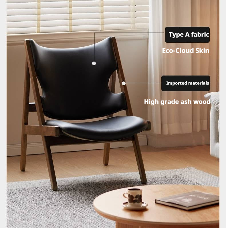 Ash Solid Wood Sofa Chair Fabric Back