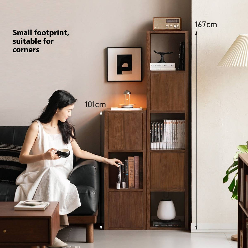 Black Walnut, Oak Solid Wood Corner Bookshelf