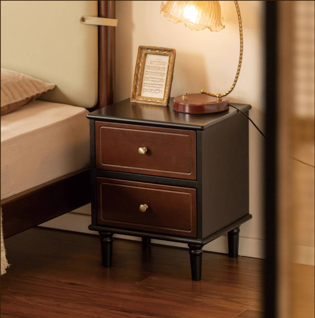 Black Walnut American Retro Style Solid Wood Nightstand