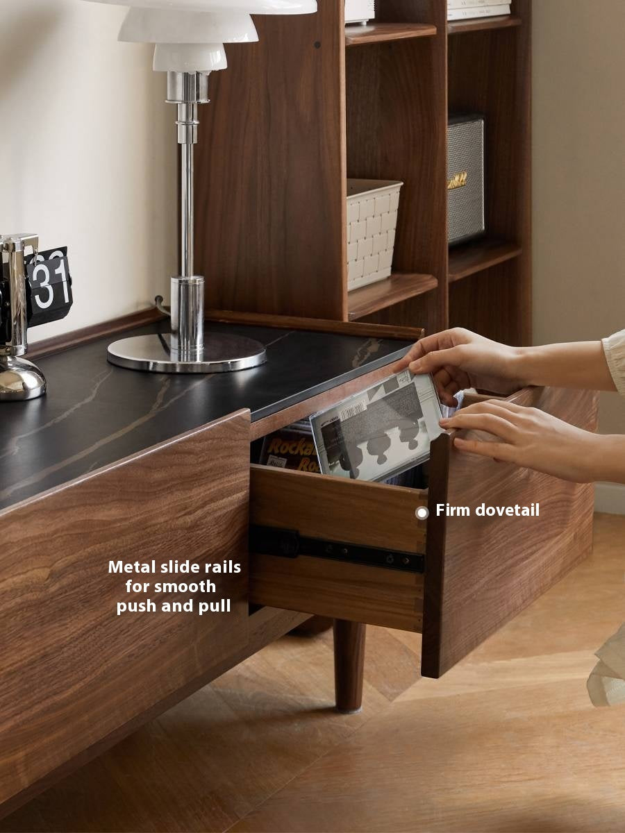 Black Walnut Solid Wood Modern TV Cabinet For Living Room