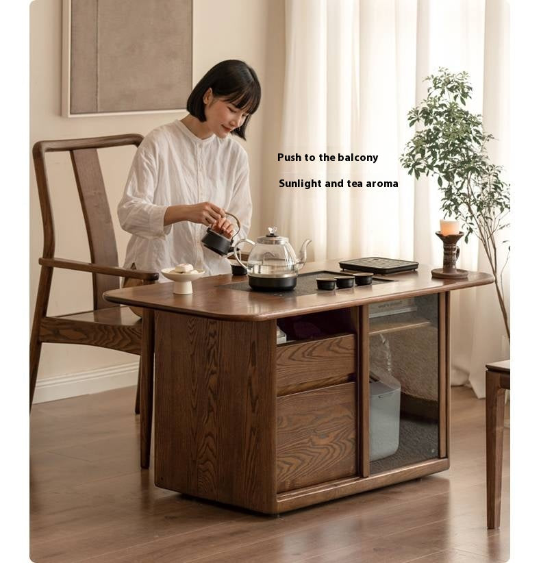 Ash Solid Wood Mobile High Tea Table