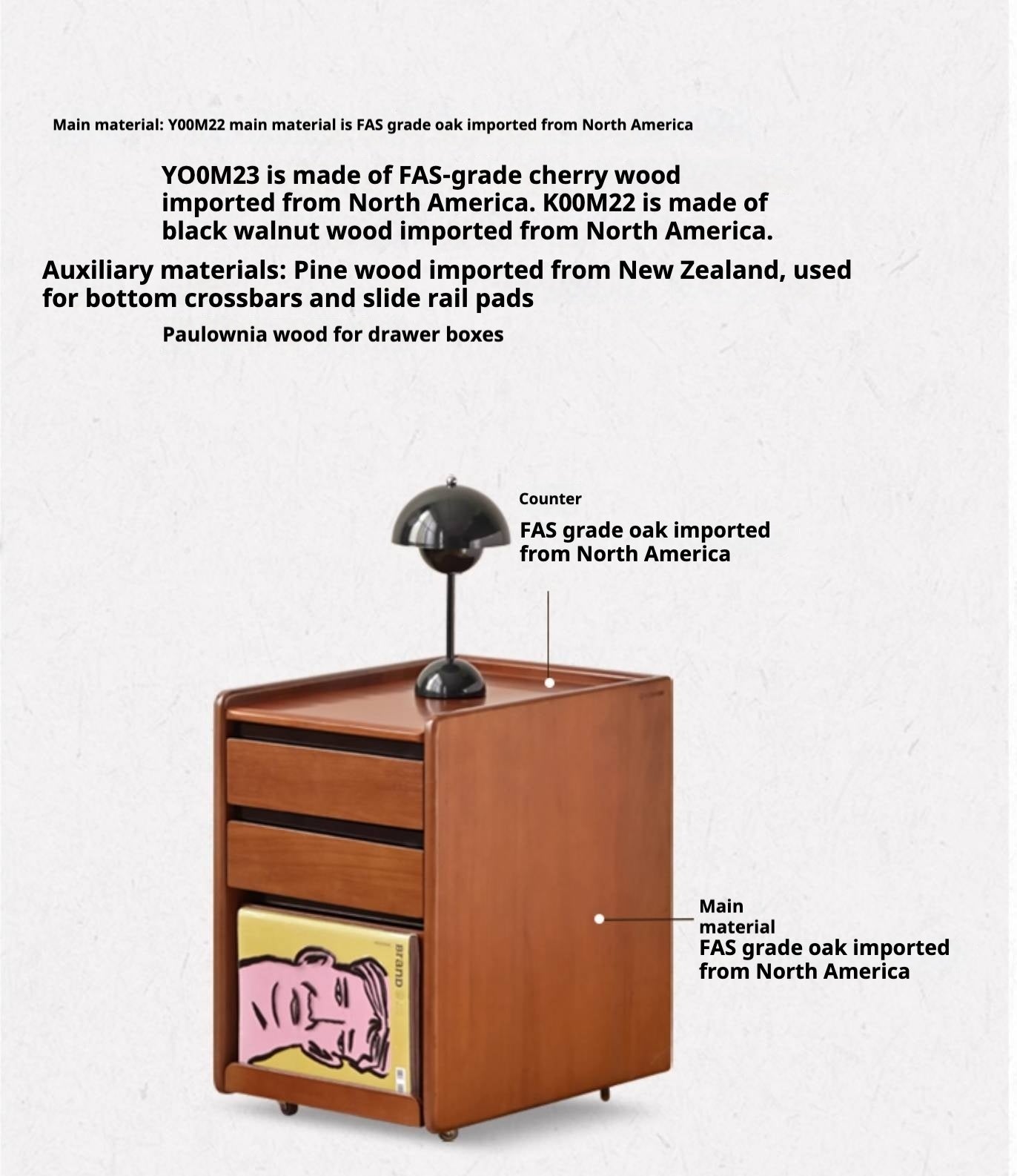 Oak Solid Wood Simple Style Nightstand