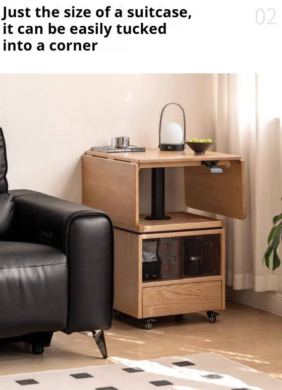 Oak Solid Wood Modern Elevating Folding Tea Table