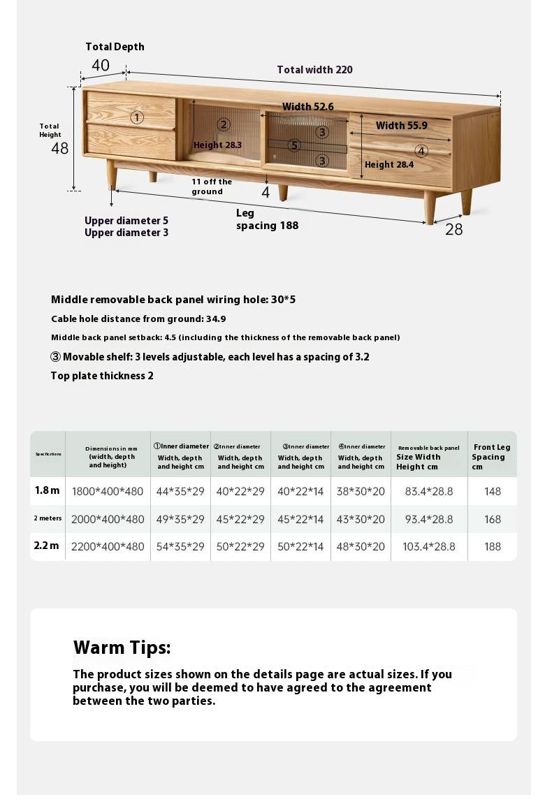 Ash Solid Wood Modern Style TV Stand