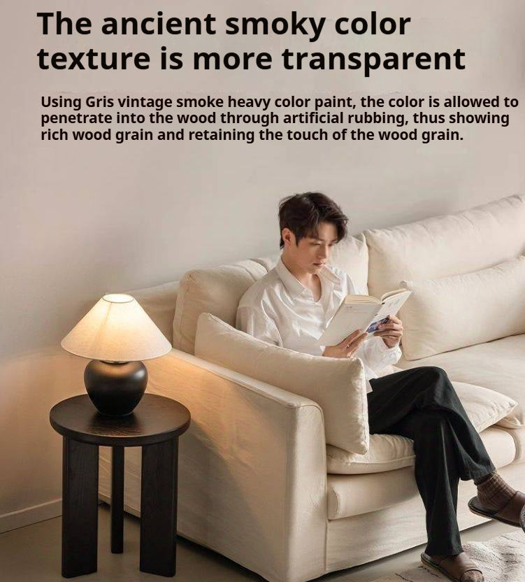 Ash Solid Wood Wabi-Sabi Style Round Side Table