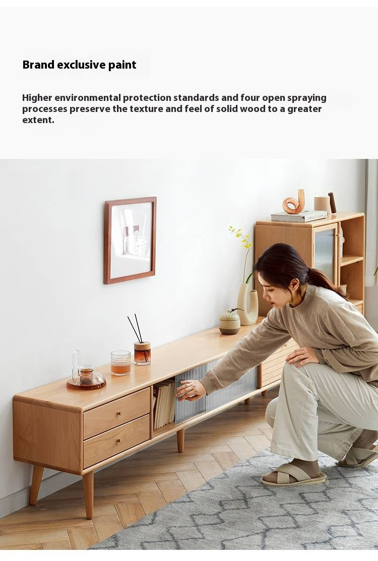 European Beech Solid Wood Floor TV Stand
