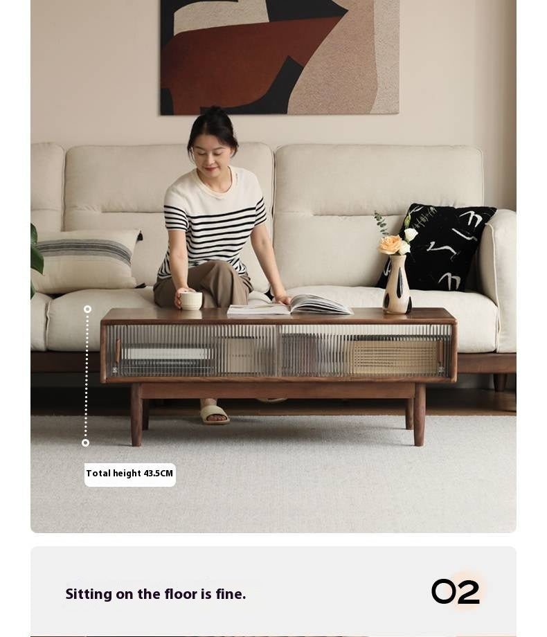 Black Walnut, Oak, Solid Rubberwood Solid Wood Modern Style Tea Table