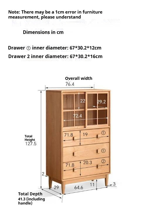 Beech Solid Wood Modern Simple with Light Storage Cabinet