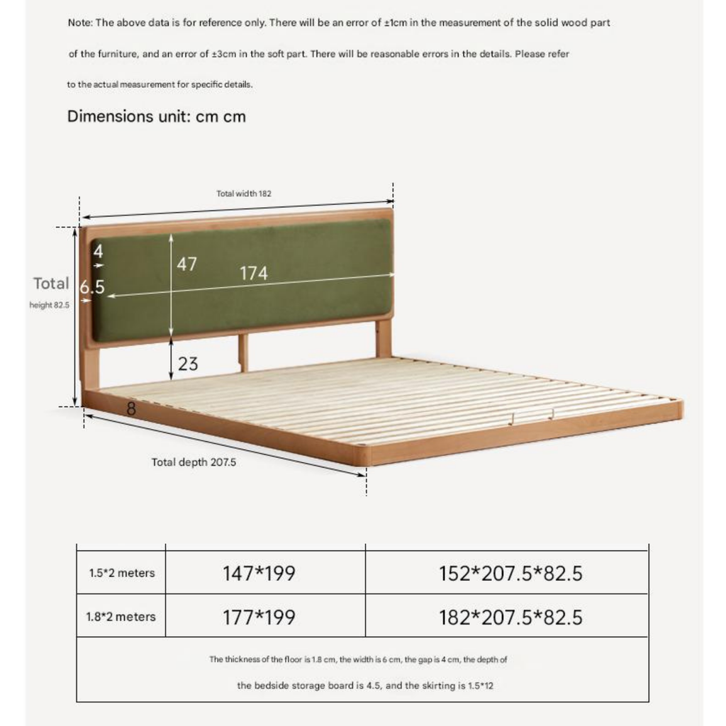 Beech Solid Wood Modern Simple Soft Leaning Platform Bed