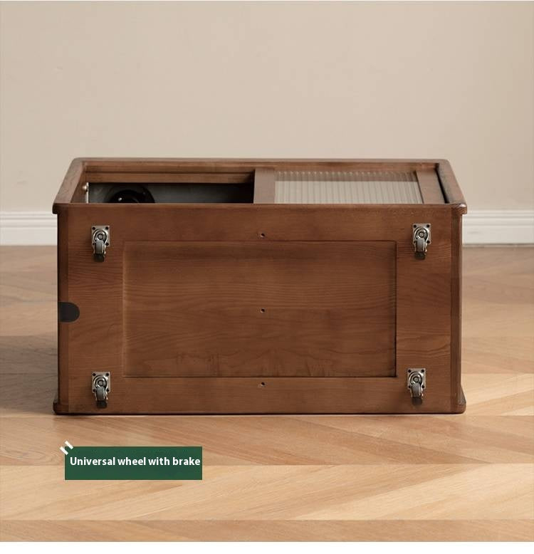 Ash, Oak, Black Walnut Solid Wood Mobile Side Tea Cabinet