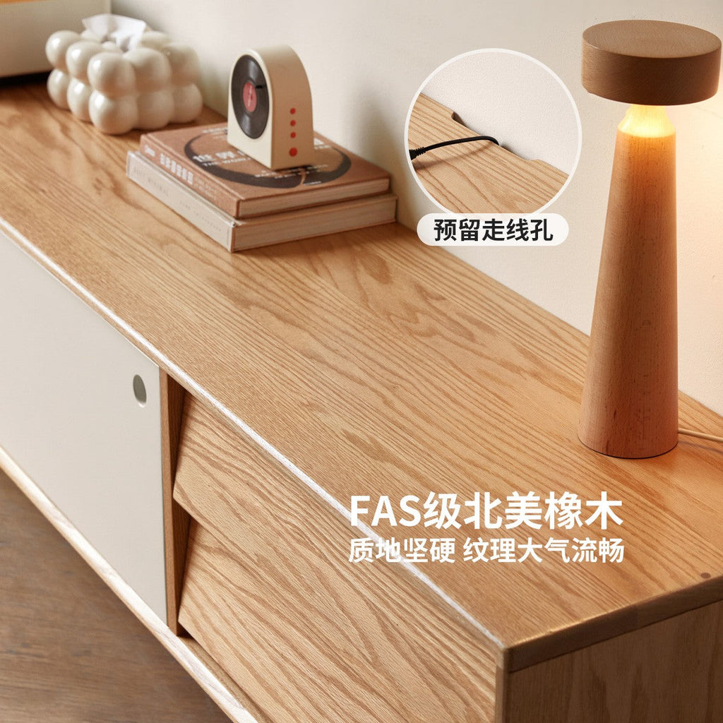 Oak Solid Wood Modern TV Stand.