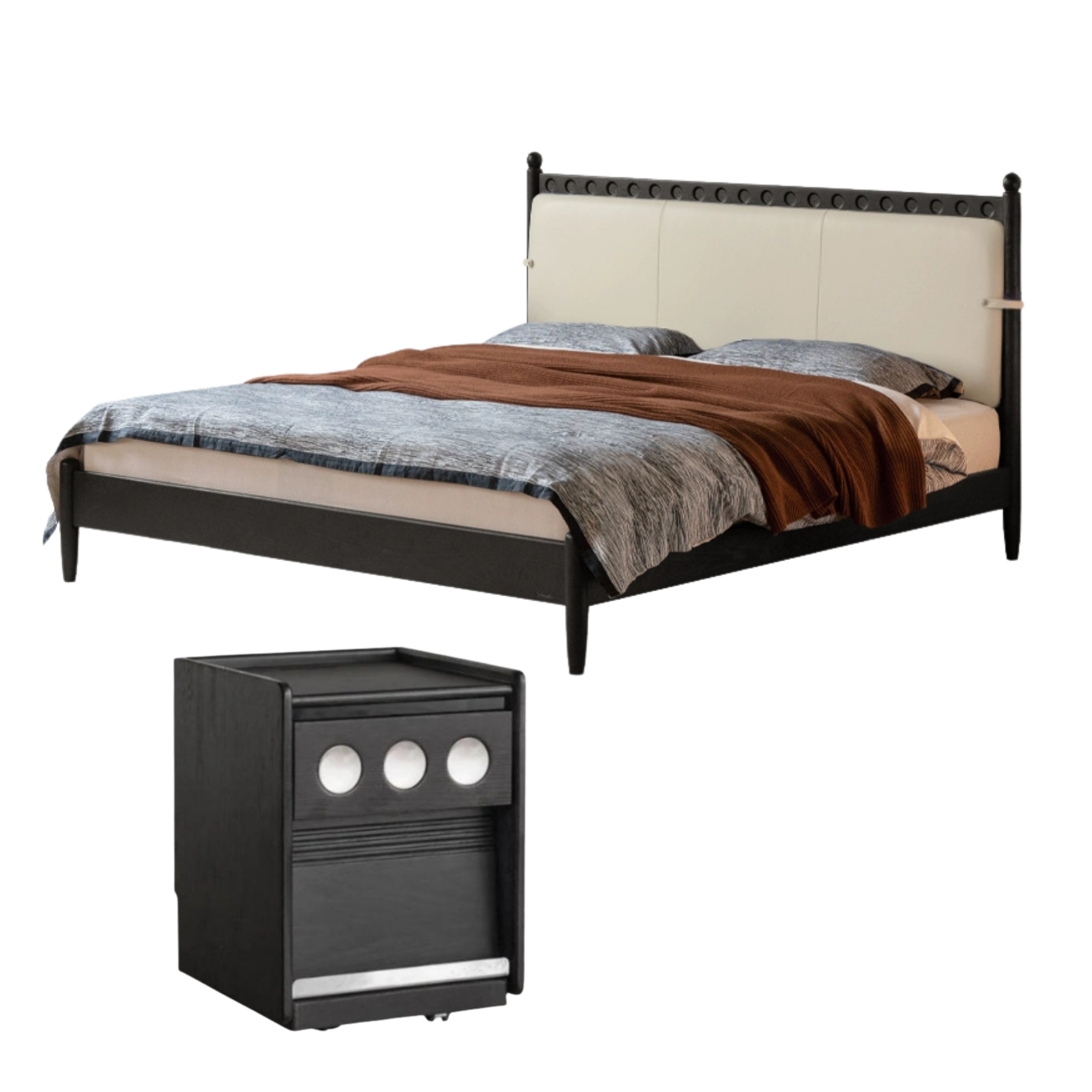 Ash Solid Wood Bauhaus Soft Leaning Antique Style Bed