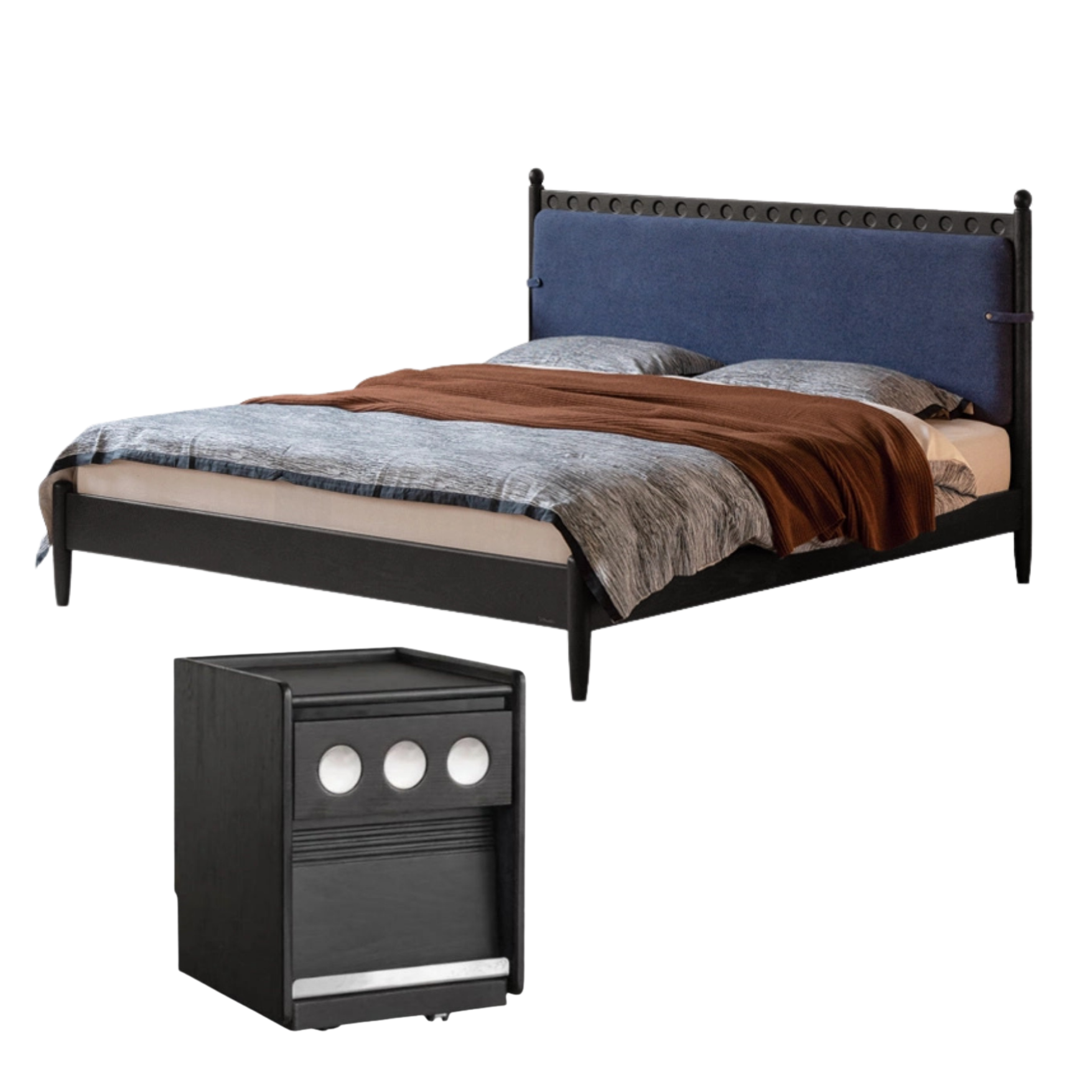 Ash Solid Wood Bauhaus Soft Leaning Antique Style Bed