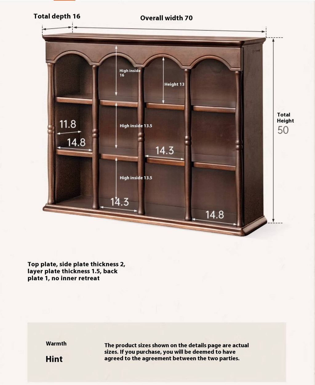 Poplar Solid Wood American Retro Side Cabinet