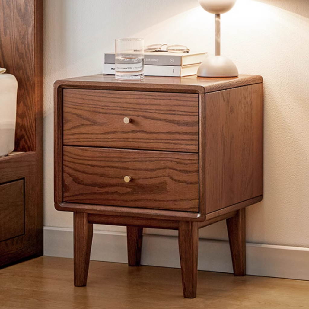Oak Solid Wood walnut color Nightstand