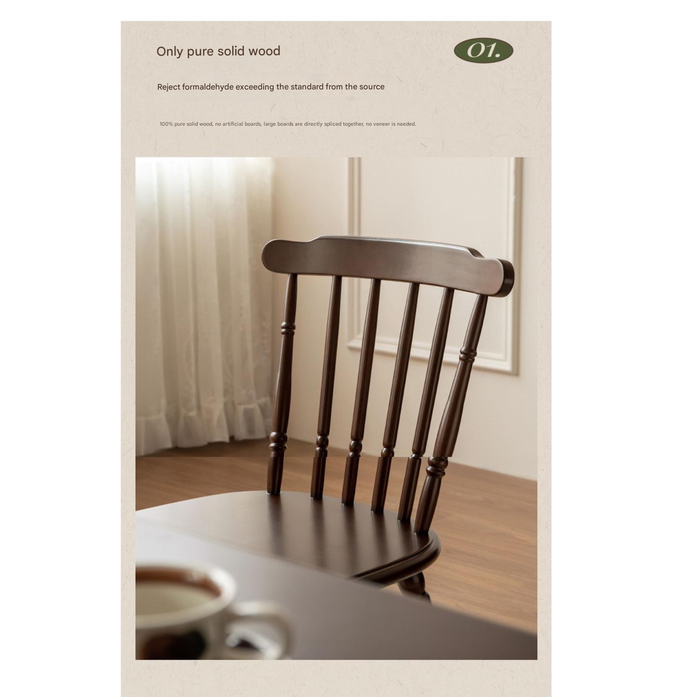 Set 4 pcs Black Walnut Solid Wood Dining Chair