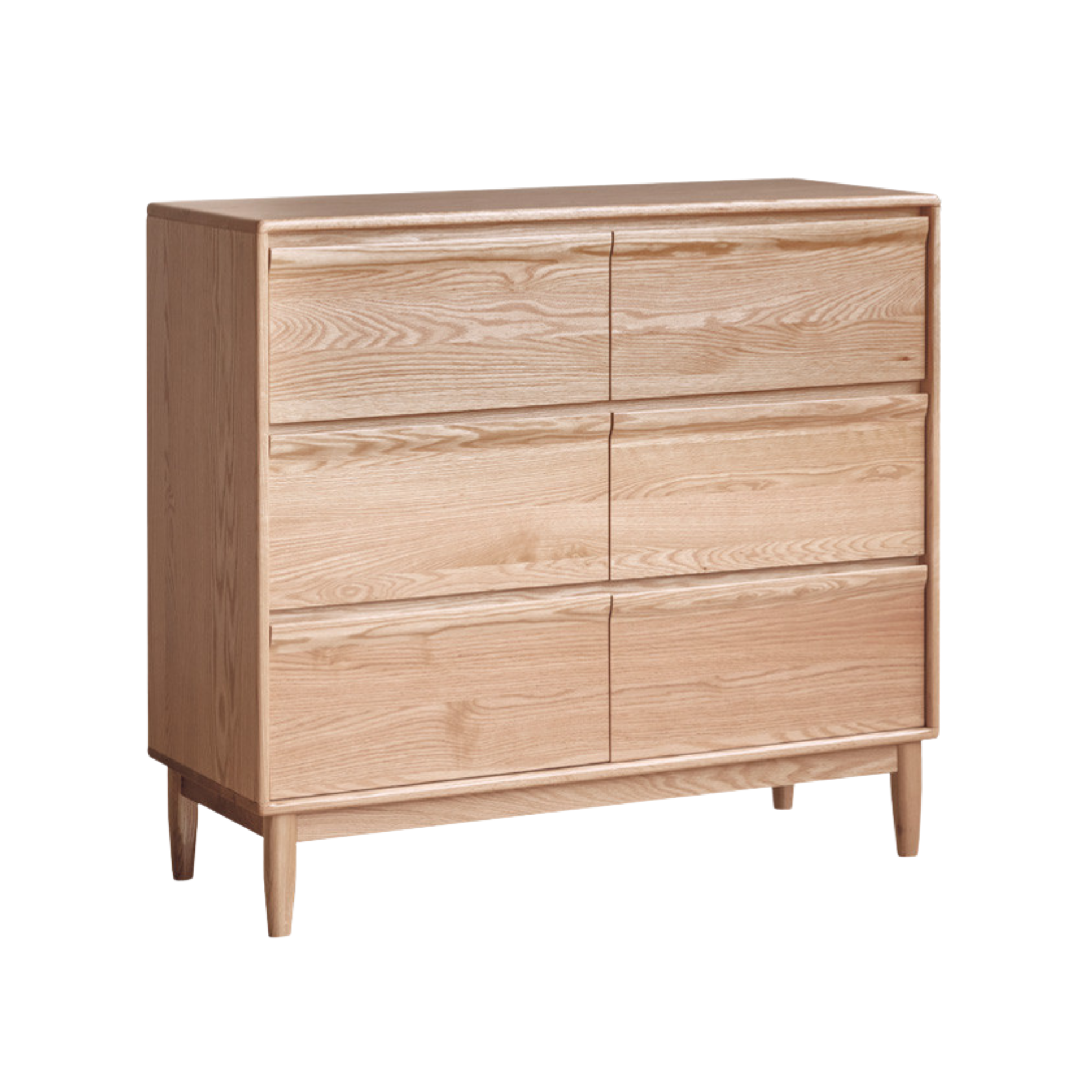 Ash Solid Wood Log Style Six Drawers Cabinet