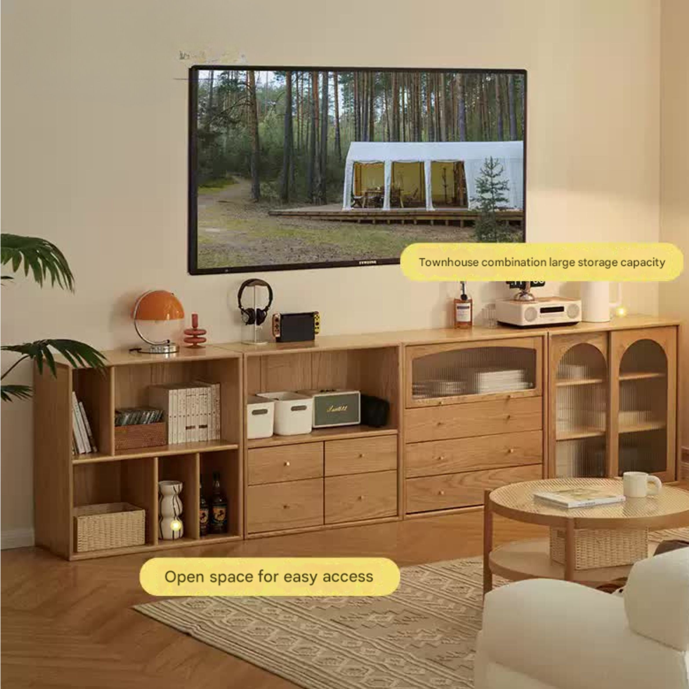 Oak Solid Wood Modern Free Combination Bookshelf