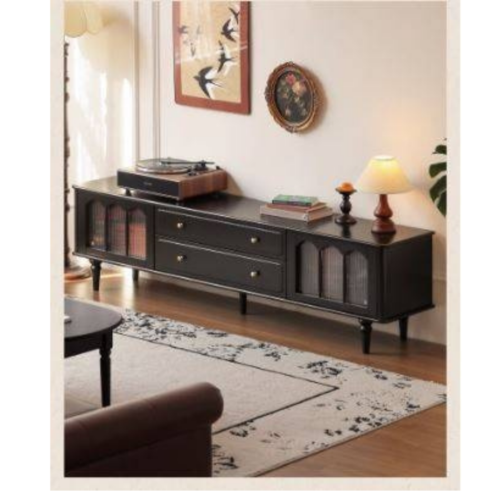 Solid RubberWood French Retro TV Stand