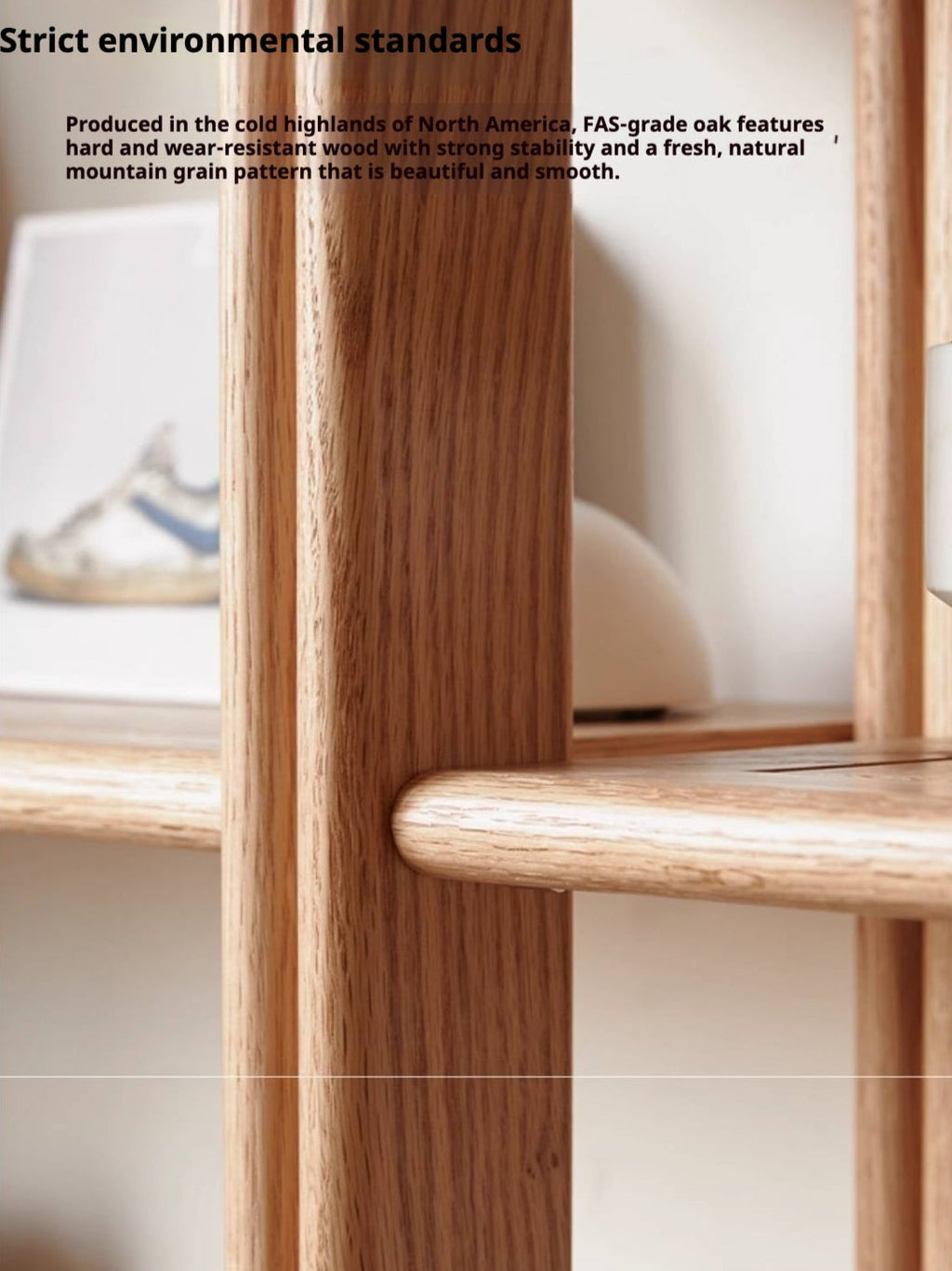 Oak Solid Wood Modern Ultra-Thin Bookshelf