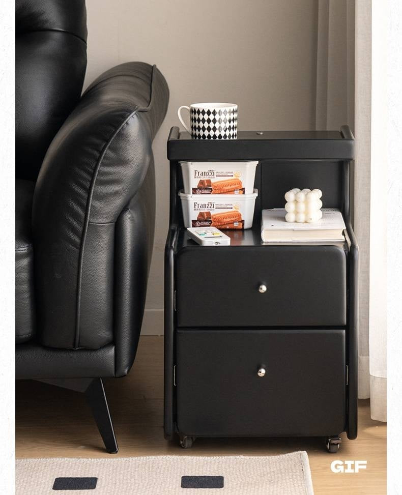 Rubber Solid Wood Multi Functional Nightstand.