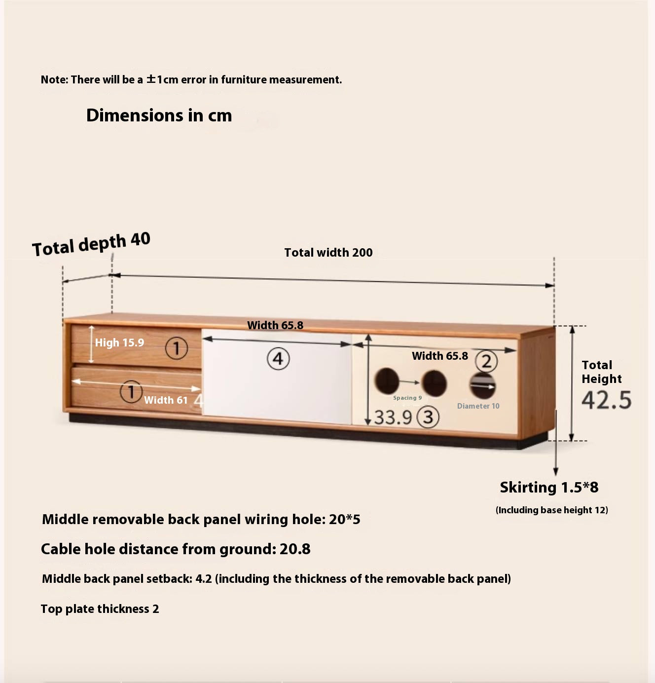 Cherry Solid Wood Antique Style TV Stand