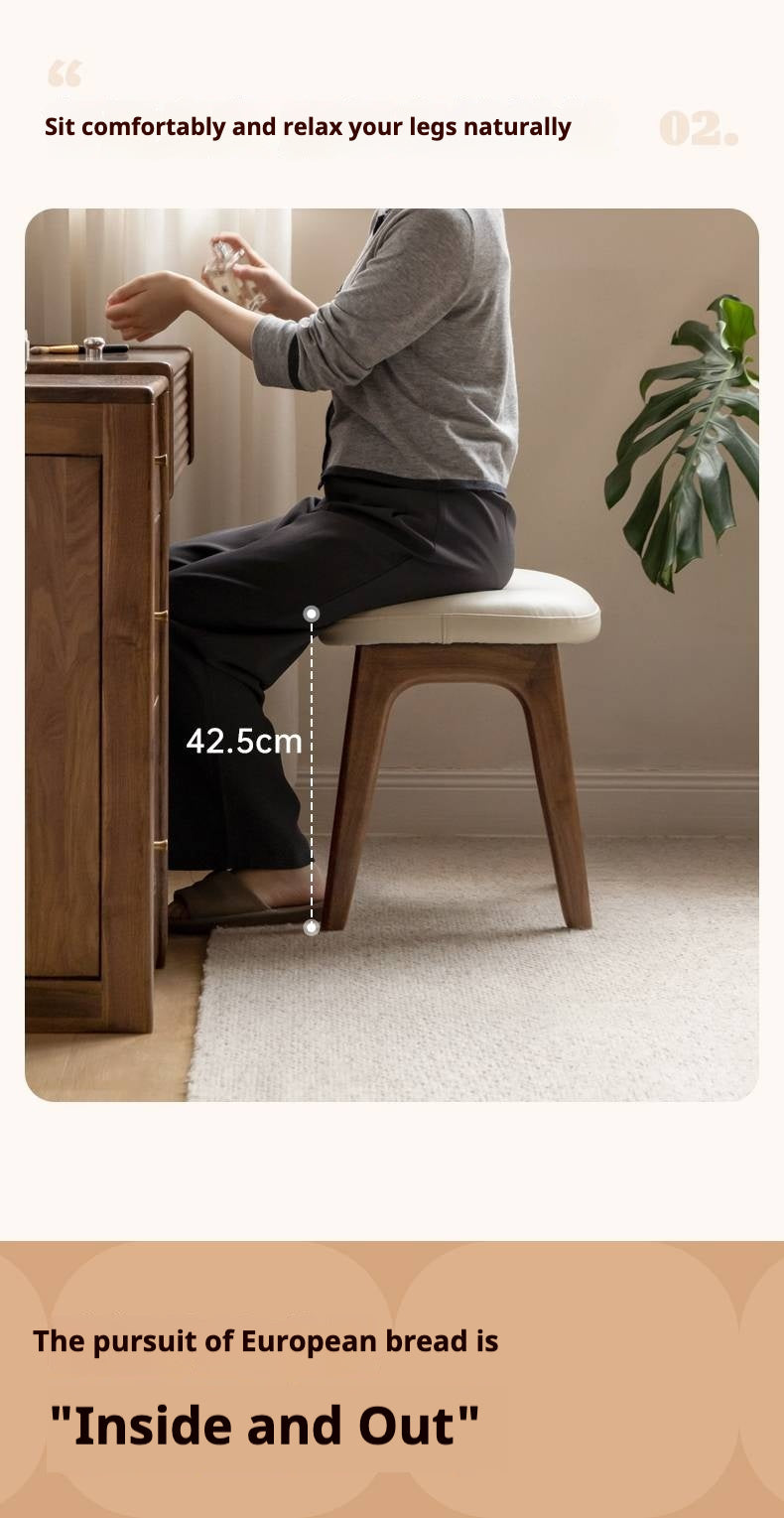 Ash, Black Walnut, Oak, Sandalwood Solid Wood Makeup Stool