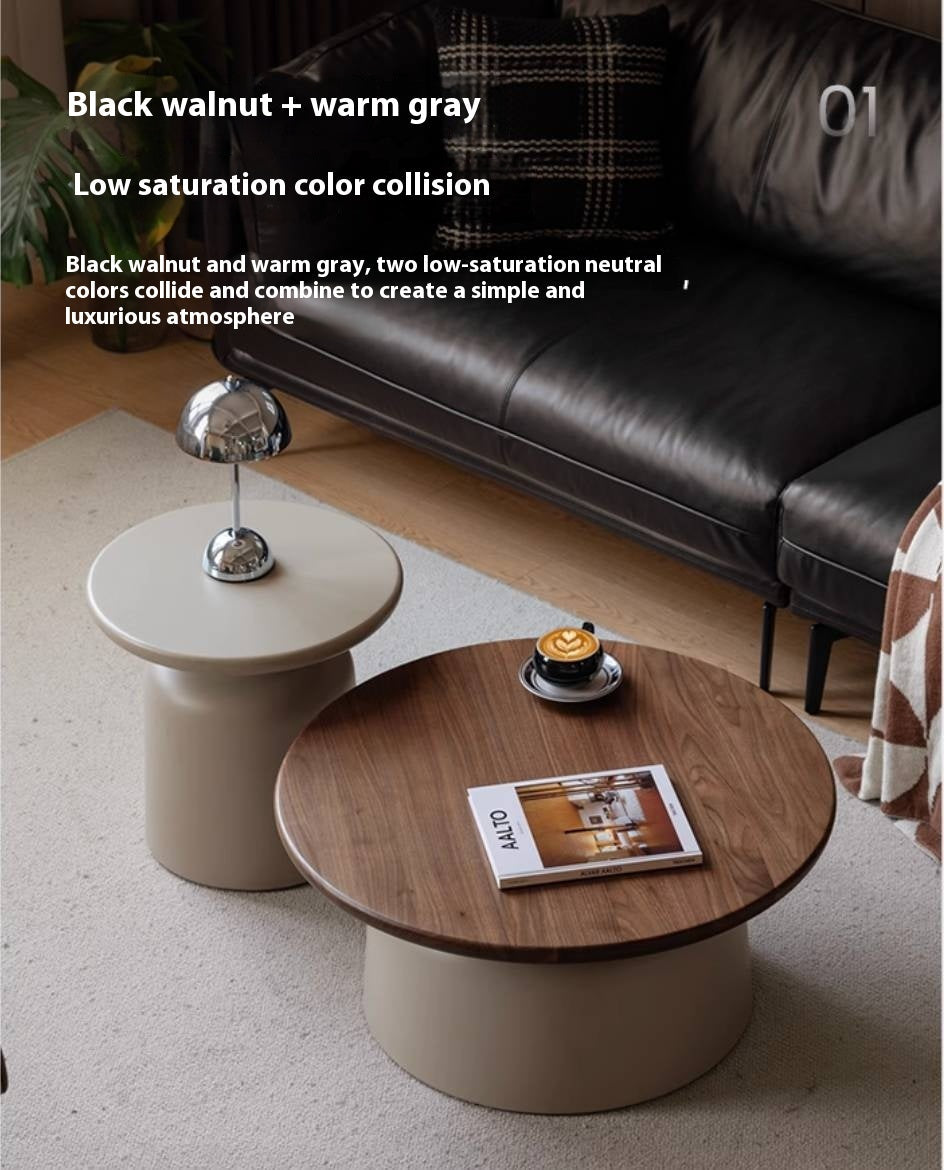 Black Walnut, Poplar Solid Wood Italian Light Luxury Coffee Table Combination