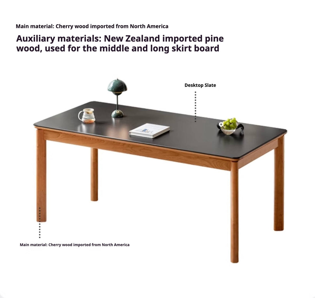 Cherry Solid Wood Rock Board Dining Table