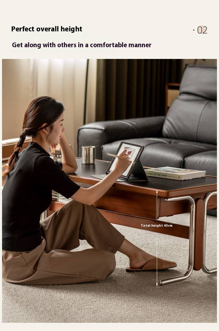 Poplar Solid Wood Middle Ages Rock Plate Coffee Table