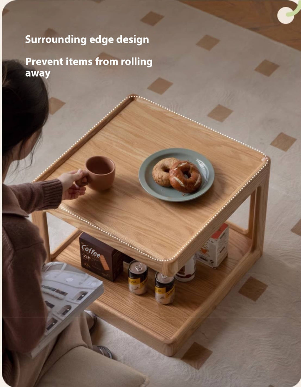 Oak Solid Wood Square Coffee Table Module Combination