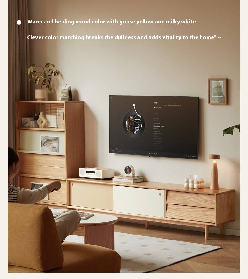 Oak Solid Wood Modern TV Stand.