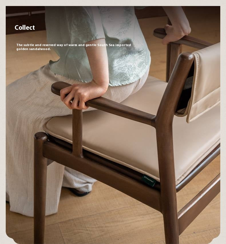 Golden Sandalwood Solid Wood Dining Soft Chair
