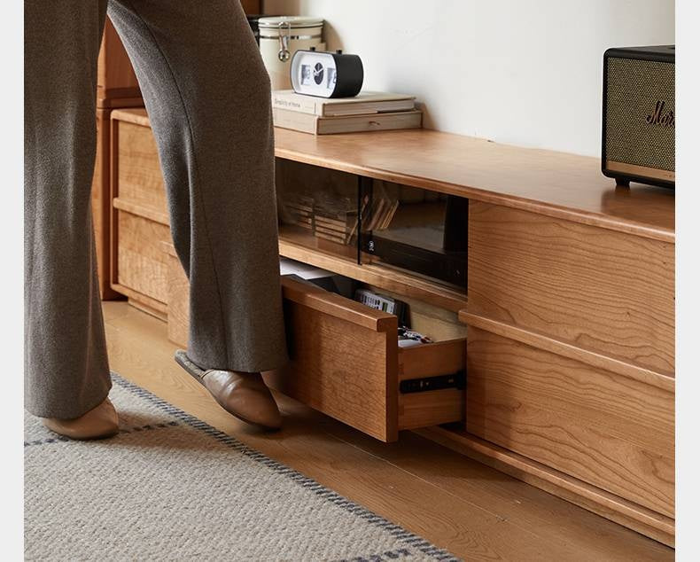 Cherry Solid Wood Modern Simple Floor TV Stand