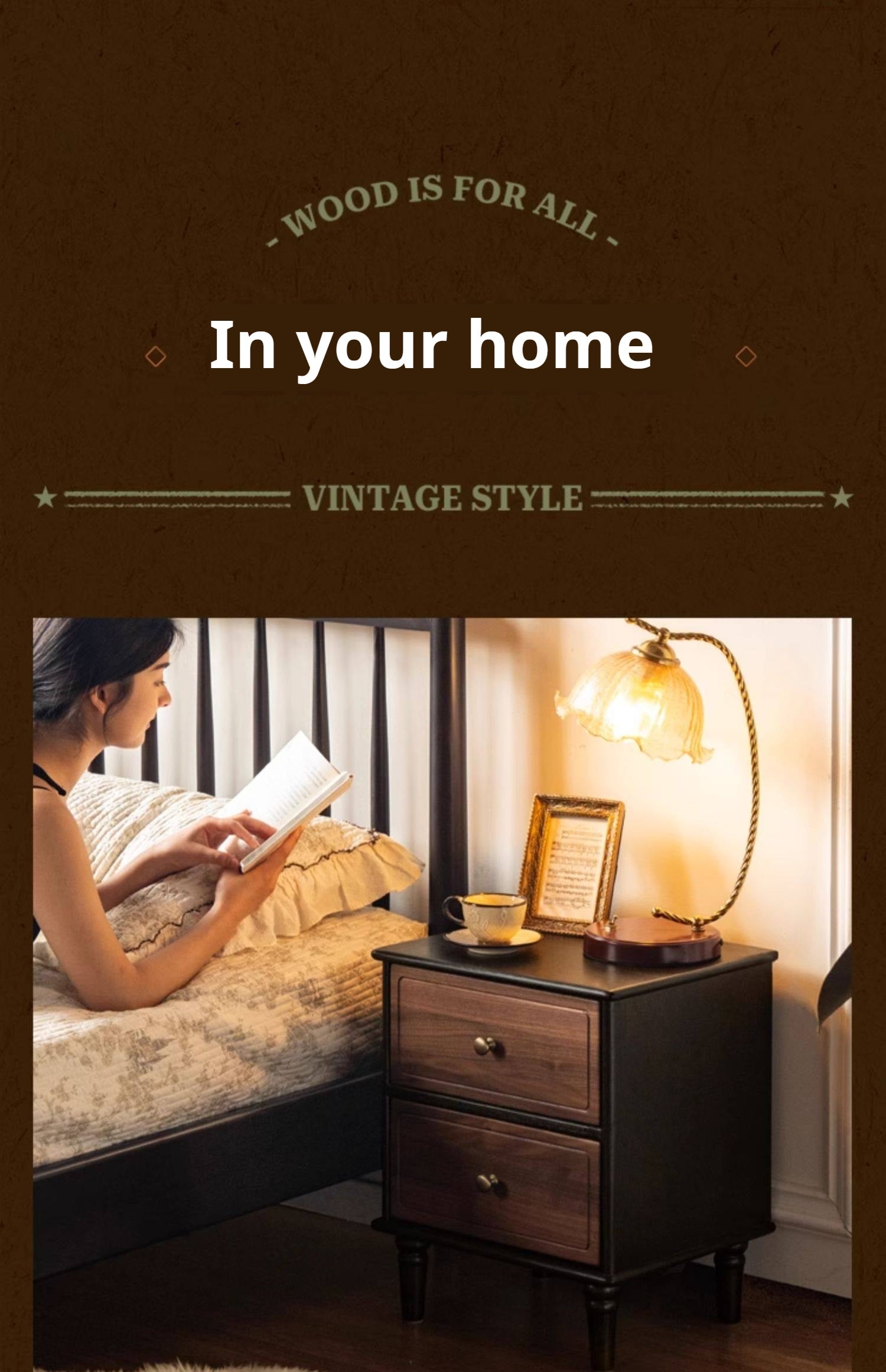 Oak Solid Wood American Retro Nightstand