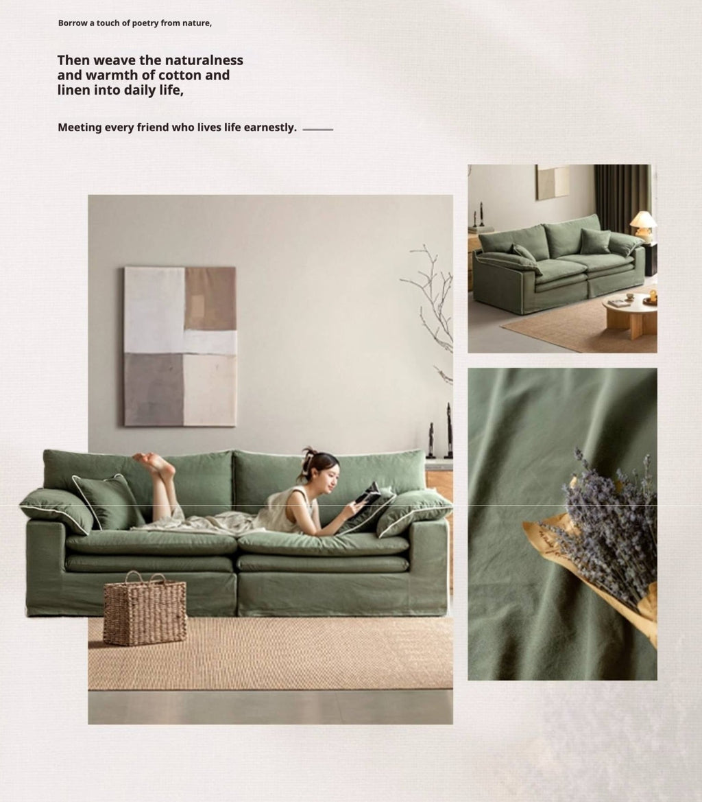 Cotton and Linen Sofa Wabi Sabi Style